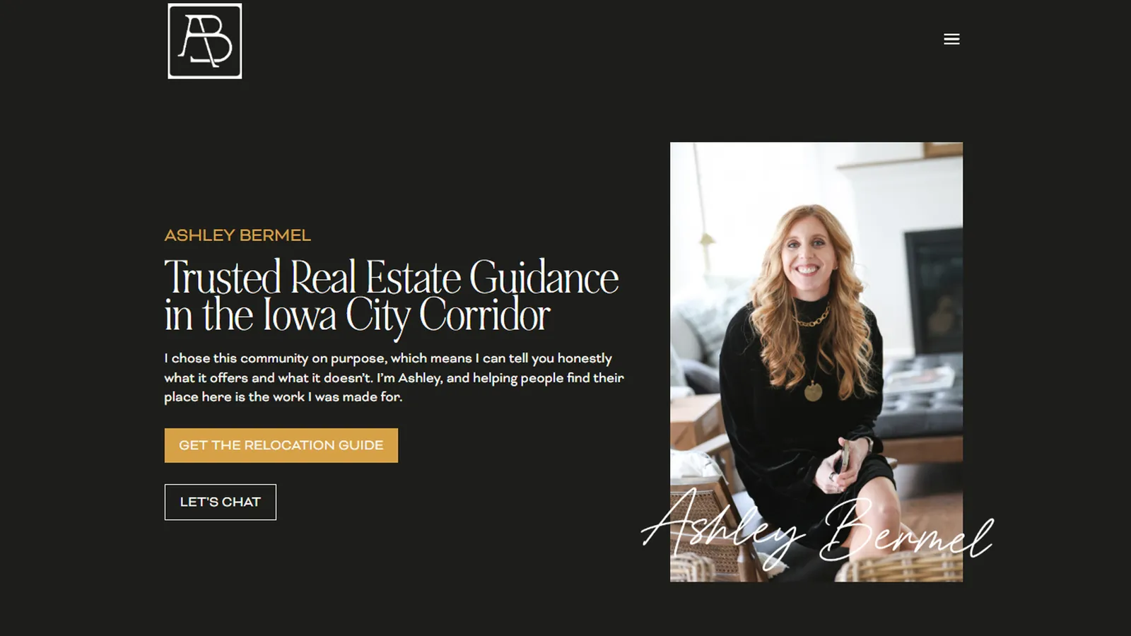 Ashley Bermel's redesigned real estate website on desktop